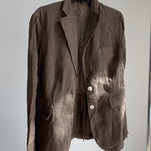 120% lino brown linen jacket -blazer NEW